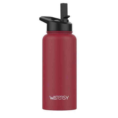 Gourde isotherme rouge WATERSY avec bouchon sport et paille intégrée