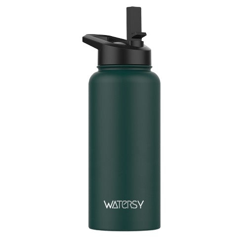 Gourde isotherme verte WATERSY avec bouchon sport et paille intégrée